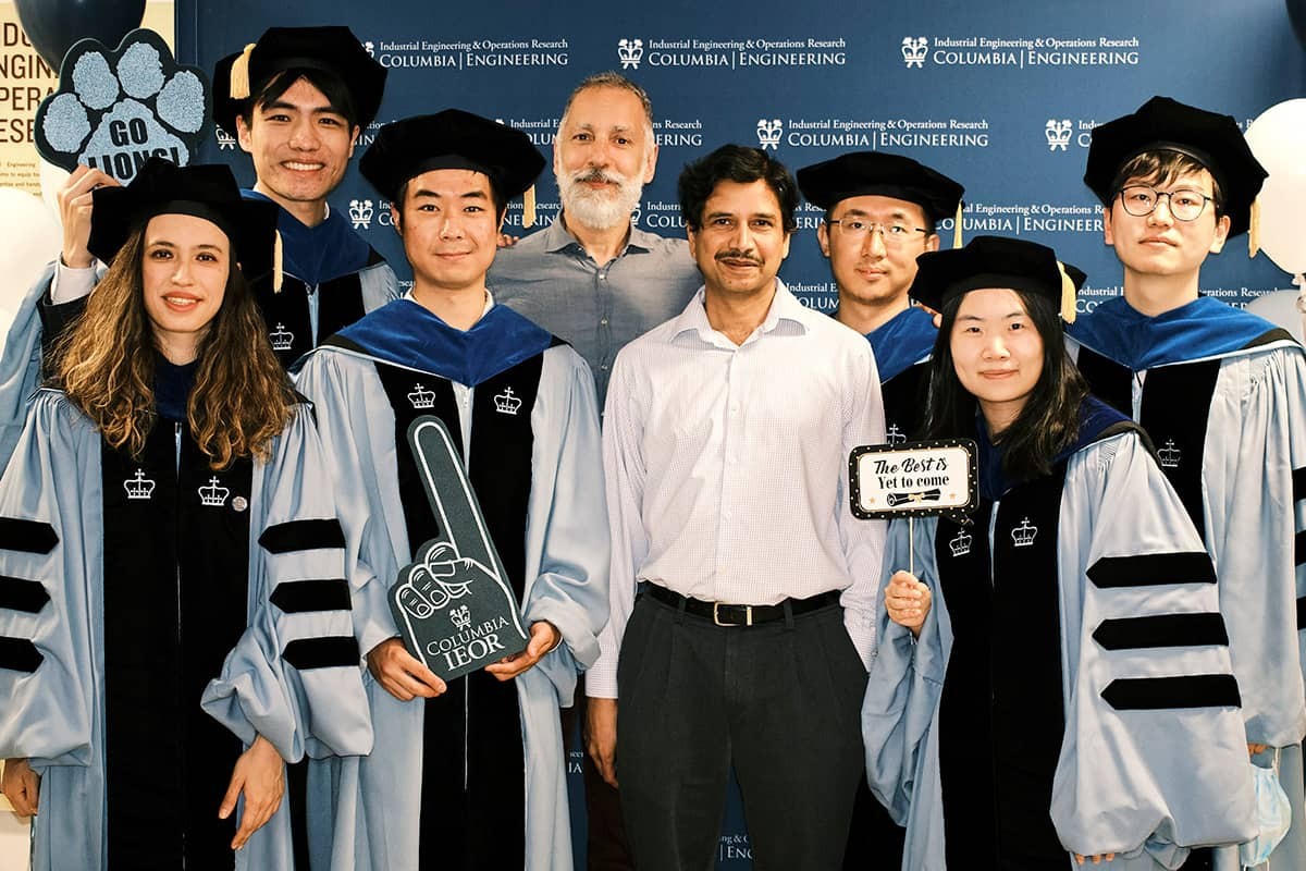 PhD graduates with Professors Sethuraman and Hirsa at Columbia's Industrial Engineering and Operations Department 