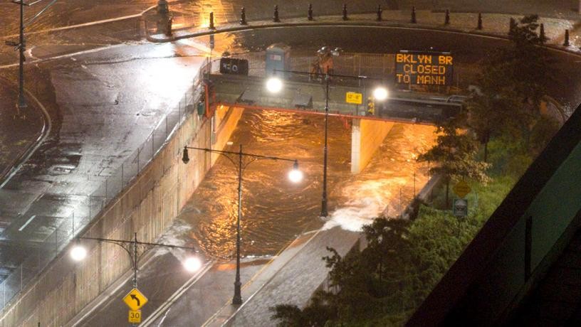 Flooding conditions at the Hugh L. Carey Tunnel (formerly the Brooklyn-Battery Tunnel) during Hurricane Sandy.—Photo credit: Jay Fine